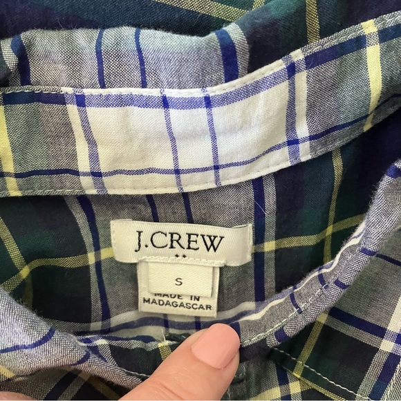 J. Crew Women’s Tartan Plaid Button Down Shirt Blue Green White Small Top Ginny - Picture 12 of 13